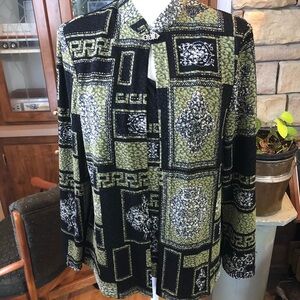 R & M Richards size 8 jacket and mock tank dark green with black lace EUC